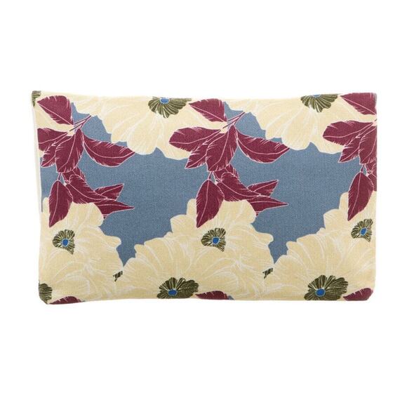 Rachel Pally Fold Over Clutch Purse Handbag White Leather Red Blue Floral Tassel - Picture 2 of 7